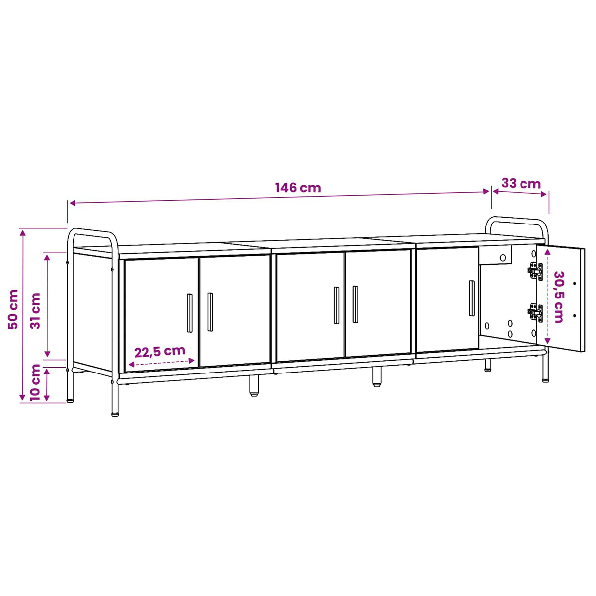 TV Cabinet 146 x 33 x 50 cm Artisan Oak Engineered Wood