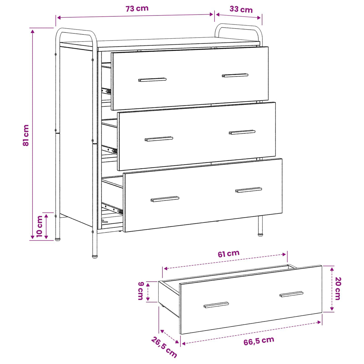 Sideboard Smoked Oak 73 x 33 x 81 cm Engineered Wood