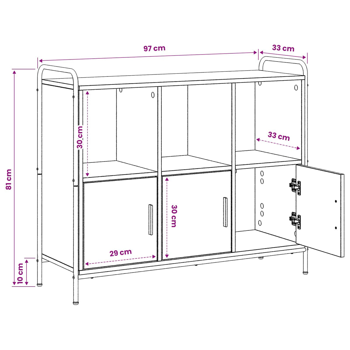 Sideboard Grey Sonoma 97 x 33 x 81 cm Engineered Wood