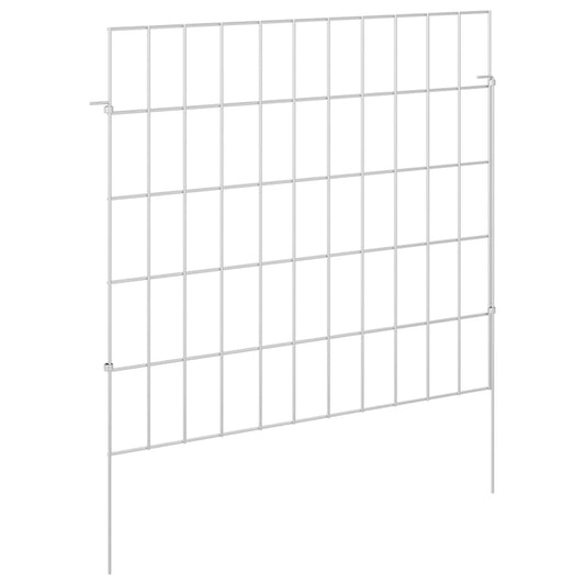Garden Fence with Stakes 24 pcs 55 x 50 cm Mesh Silver Garden Fence with Stakes 24 pcs 55 x 50 cm Mesh Silver