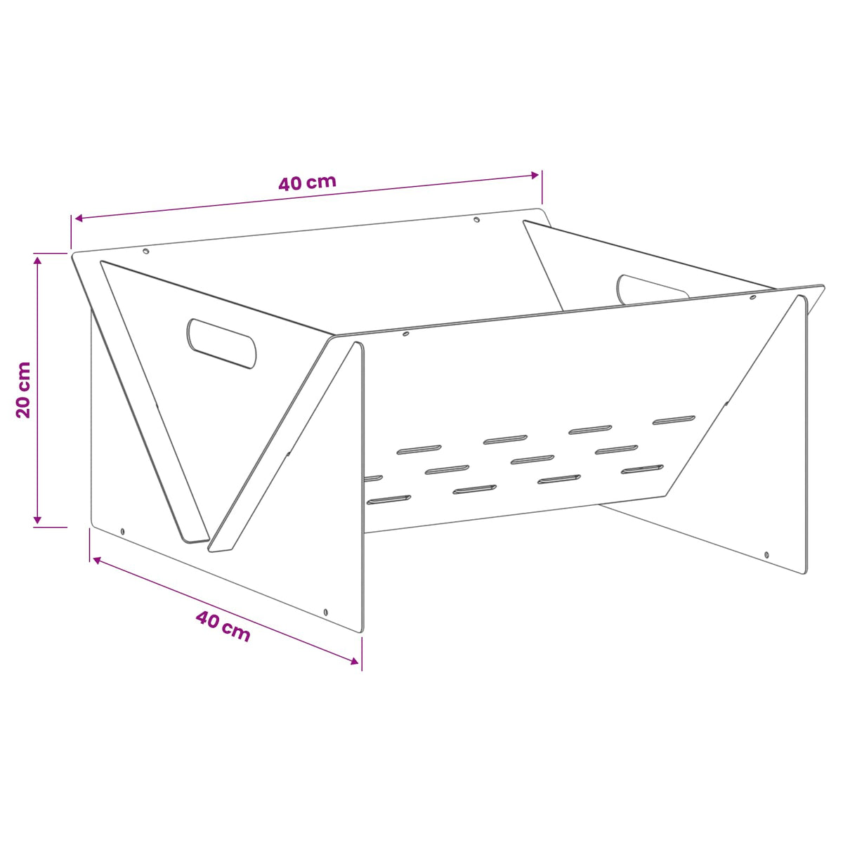 Fire Pit Black 40 x 40 x 20 cm Steel