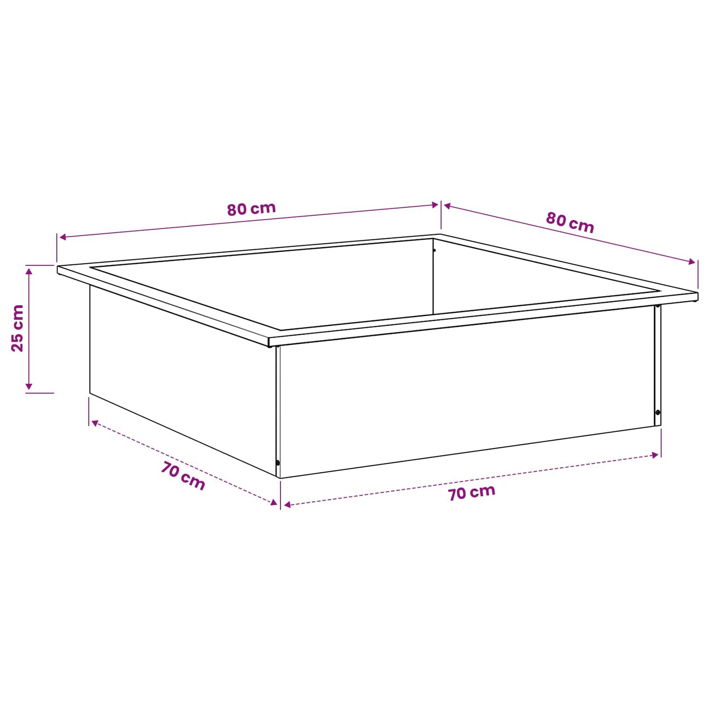 Fire Pit Ring Black 80 x 80 x 25 cm Steel
