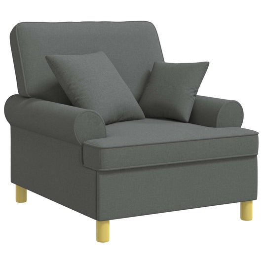XL Armchair with Cushions Dark Grey Fabric XL Armchair with Cushions Dark Grey Fabric