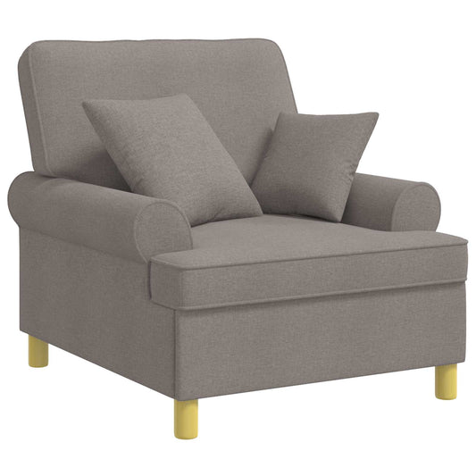 XL Armchair with Cushions Taupe Fabric XL Armchair with Cushions Taupe Fabric