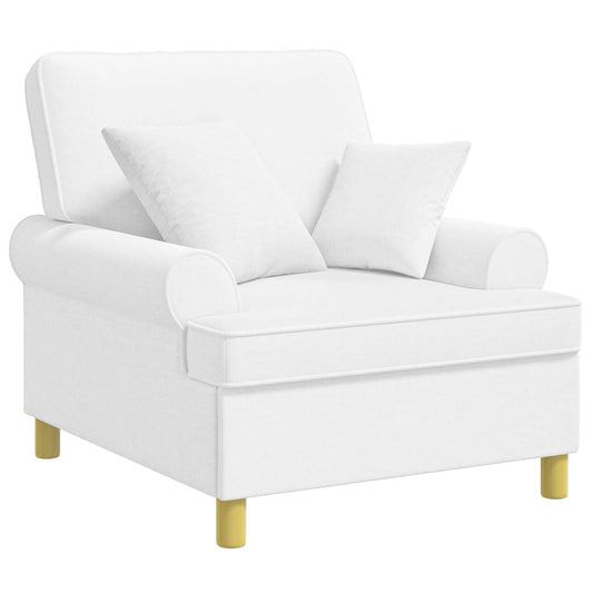 XL Armchair with Cushions White Fabric XL Armchair with Cushions White Fabric