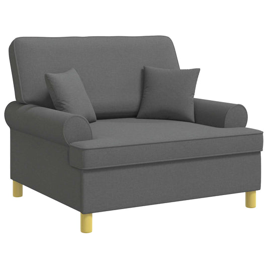 XXL Armchair with Cushions Dark Grey Fabric XXL Armchair with Cushions Dark Grey Fabric