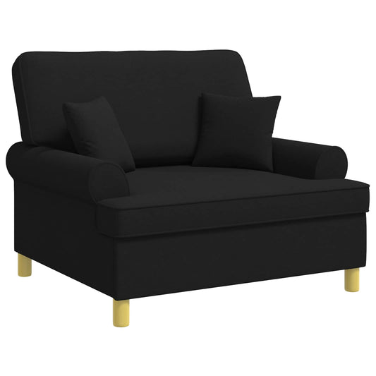 XXL Armchair with Cushions Black Fabric XXL Armchair with Cushions Black Fabric
