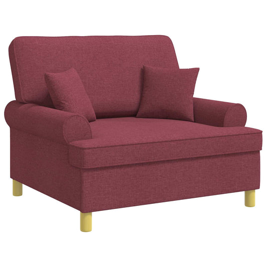 XXL Armchair with Cushions Wine Red Fabric XXL Armchair with Cushions Wine Red Fabric