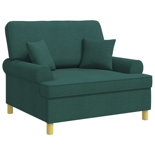 XXL Armchair with Cushions Dark Green Fabric XXL Armchair with Cushions Dark Green Fabric