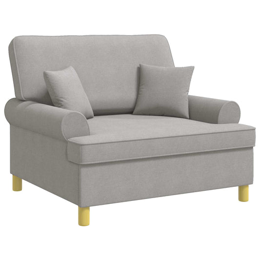 XXL Armchair with Cushions Cloud Grey Fabric XXL Armchair with Cushions Cloud Grey Fabric