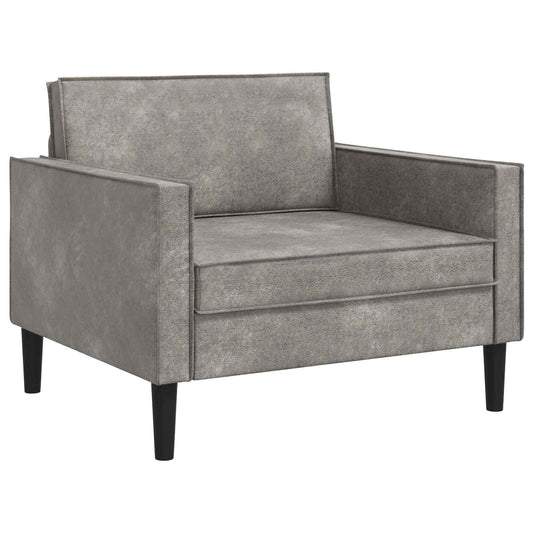 XL Armchair Light Grey Faux Suede Leather XL Armchair Light Grey Faux Suede Leather