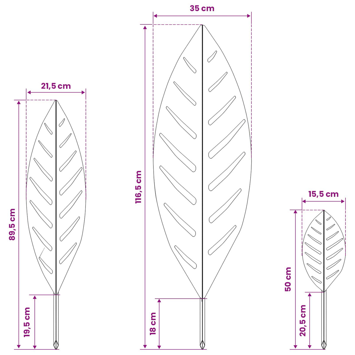 Garden Stake 3 pcs 116.5 x 35 x 3 cm Stainless Steel Silver