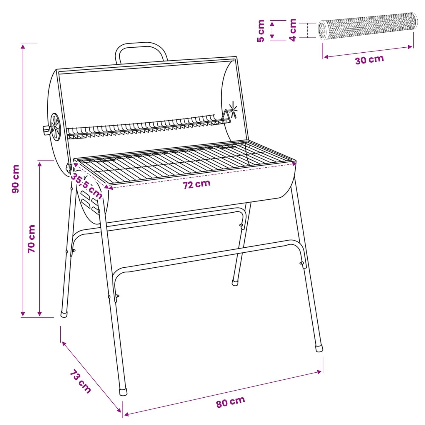 Outdoor Grill 3 pcs 80 x 73 x 90 cm Metal Black
