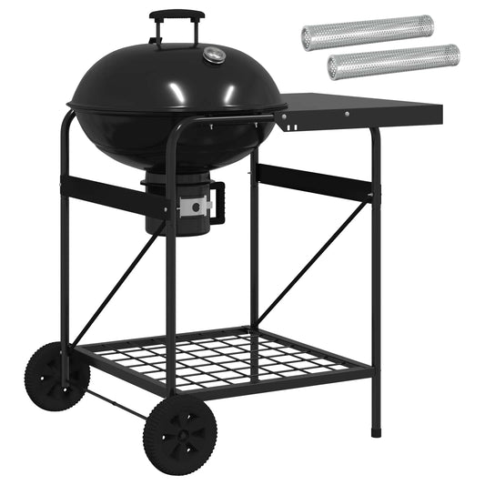 Charcoal Grill with Smoker Tubes 91 x 71 x 107 cm Steel Black Charcoal Grill with Smoker Tubes 91 x 71 x 107 cm Steel Black