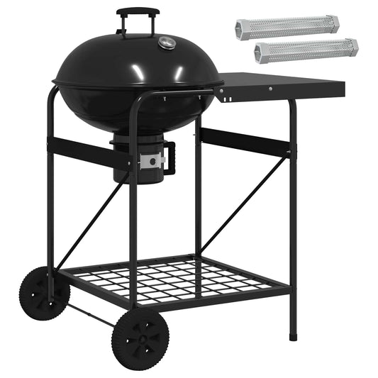 Charcoal Grill with Smoker Tubes 91 x 71 x 107 cm Steel Black Charcoal Grill with Smoker Tubes 91 x 71 x 107 cm Steel Black