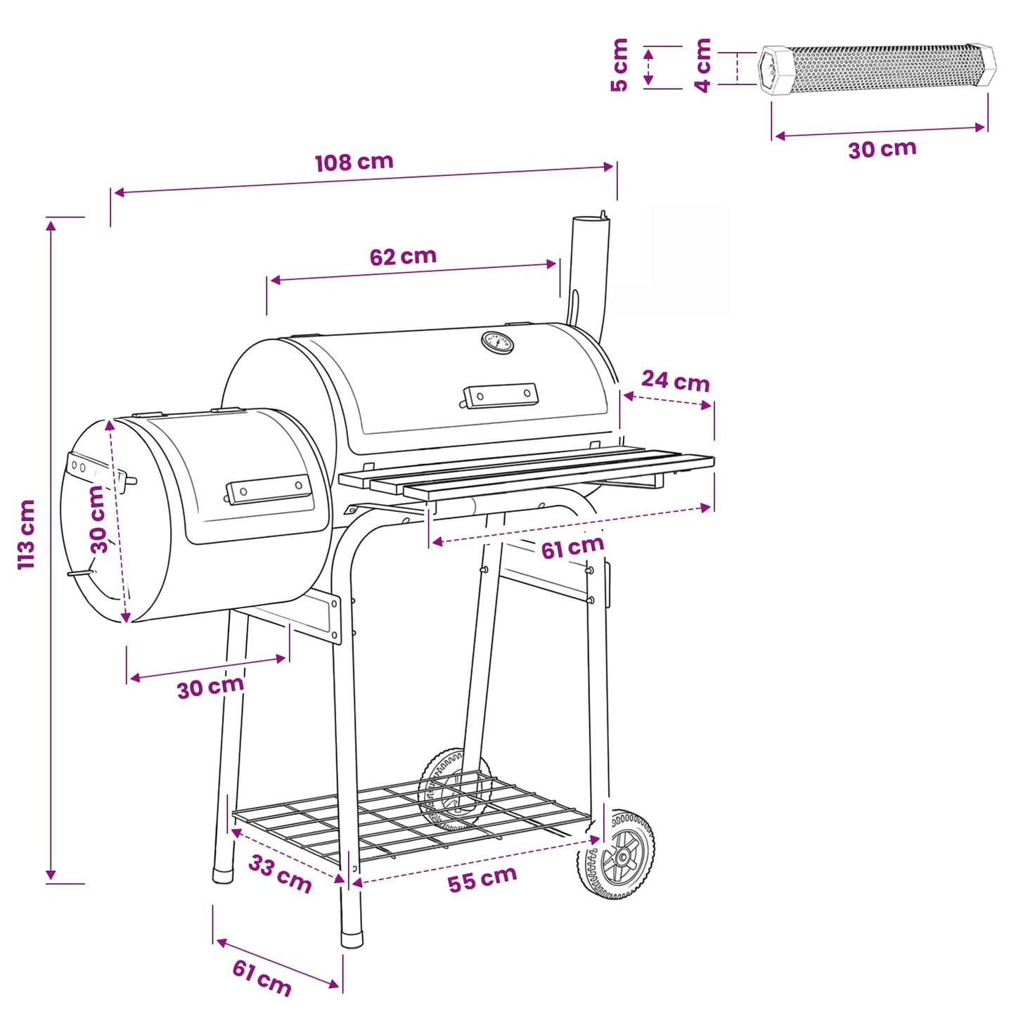 Outdoor Grill 103 x 60 x 113 cm Steel Black