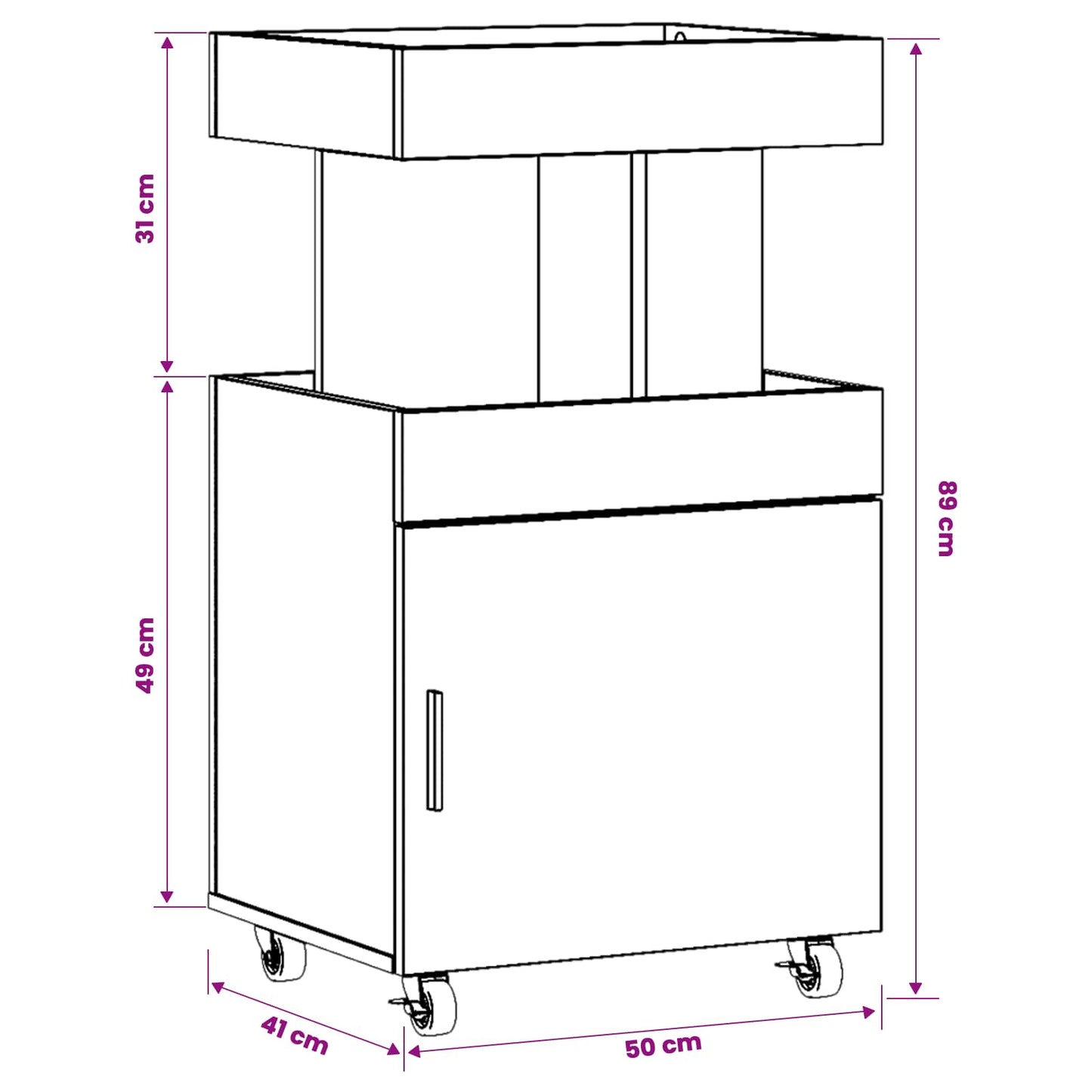 Bar Cart Oak Wood 50 x 41 x 89 cm Engineered Wood