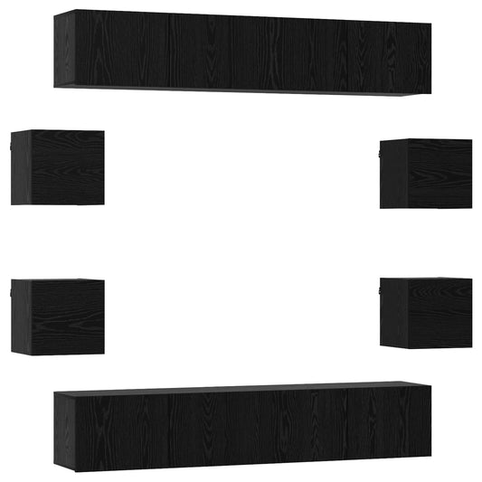 TV Cabinet Set 8 pcs 80 x 30 x 30 cm Black Oak Engineered Wood TV Cabinet Set 8 pcs 80 x 30 x 30 cm Black Oak Engineered Wood