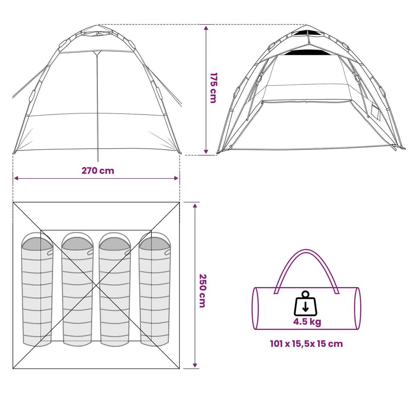 Fishing Tent Quick Release 4-Person Light Camouflage