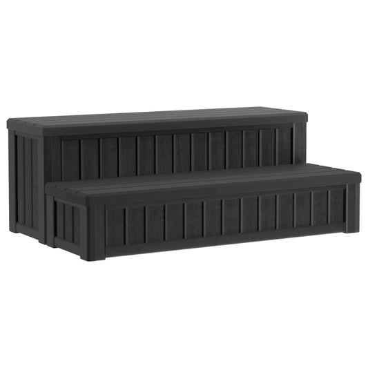 Hot Tub Step with Storage 2-Step Black 93 x 57 x 35 cm PP Hot Tub Step with Storage 2-Step Black 93 x 57 x 35 cm PP