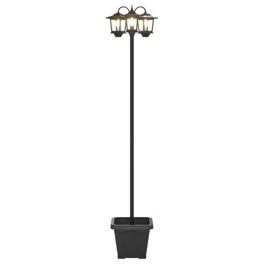 3-Head Lamp Post with Planter Black 32 x 32 x 188 cm 3-Head Lamp Post with Planter Black 32 x 32 x 188 cm