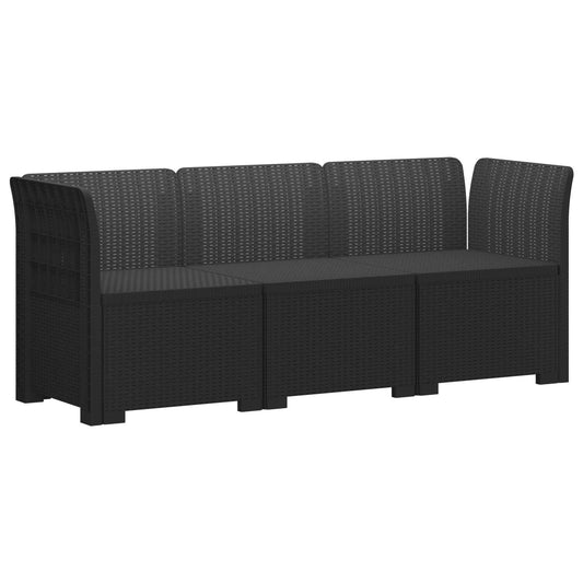 3-Seater Garden Sofa Rattan Look PP Anthracite 3-Seater Garden Sofa Rattan Look PP Anthracite