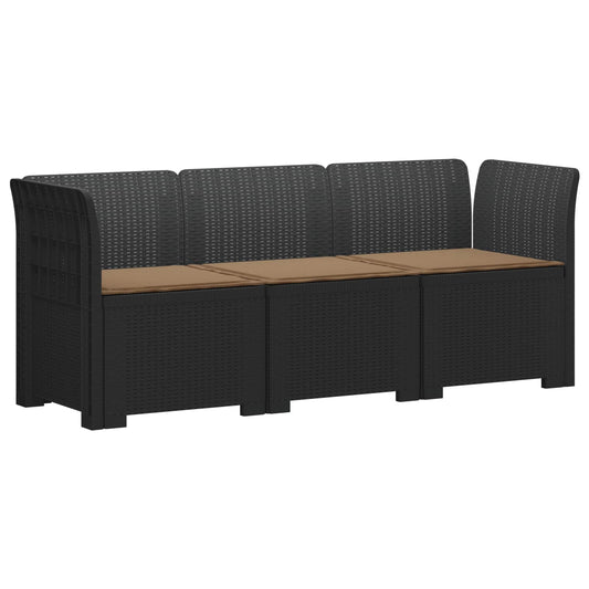3-Seater Garden Sofa with Cushions Rattan Look PP Anthracite 3-Seater Garden Sofa with Cushions Rattan Look PP Anthracite