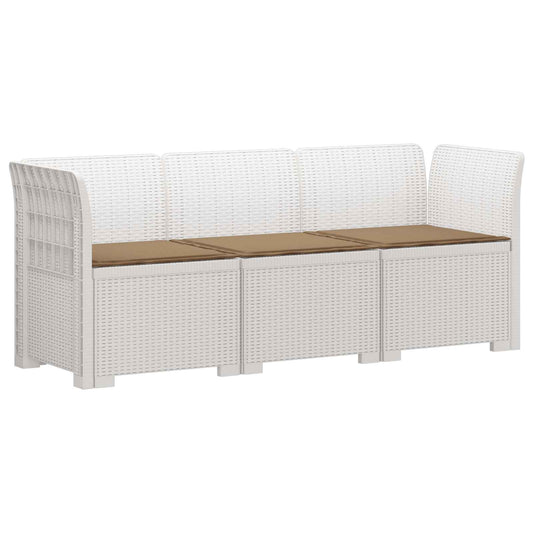 3-Seater Garden Sofa with Cushions Rattan Look PP White 3-Seater Garden Sofa with Cushions Rattan Look PP White