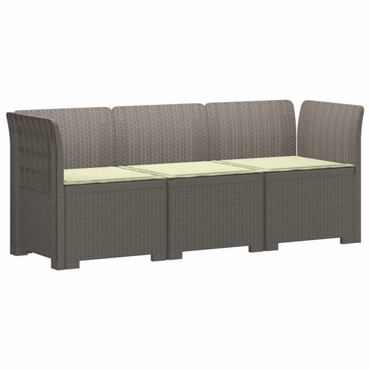 3-Seater Garden Sofa with Cushions Rattan Look PP Light Grey 3-Seater Garden Sofa with Cushions Rattan Look PP Light Grey
