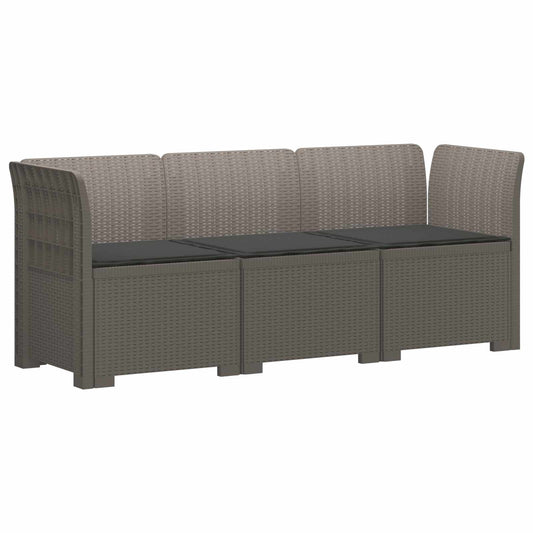 3-Seater Garden Sofa with Cushions Rattan Look PP Light Grey 3-Seater Garden Sofa with Cushions Rattan Look PP Light Grey