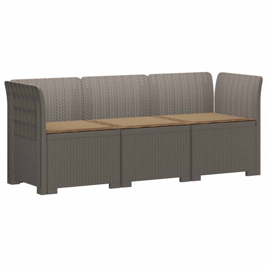 3-Seater Garden Sofa with Cushions Rattan Look PP Light Grey 3-Seater Garden Sofa with Cushions Rattan Look PP Light Grey