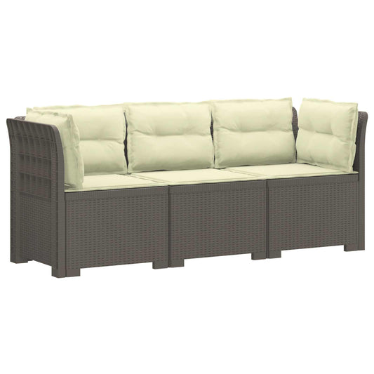3-Seater Garden Sofa with Cushions Rattan Look PP Light Grey 3-Seater Garden Sofa with Cushions Rattan Look PP Light Grey