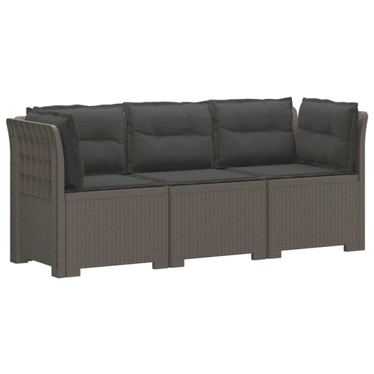3-Seater Garden Sofa with Cushions Rattan Look PP Light Grey 3-Seater Garden Sofa with Cushions Rattan Look PP Light Grey