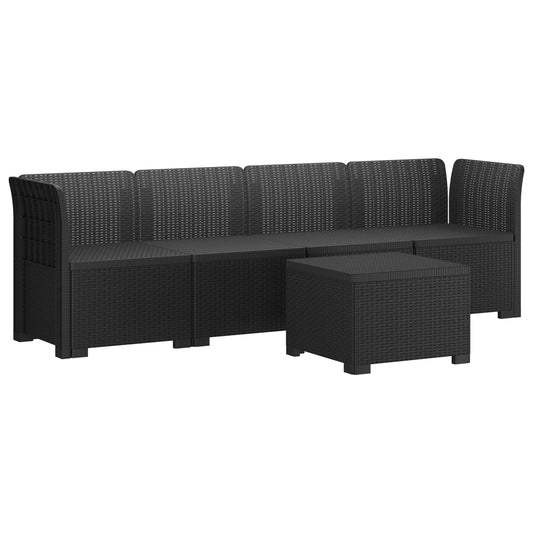 4-Seater Garden Sofa Rattan Look PP Anthracite 4-Seater Garden Sofa Rattan Look PP Anthracite