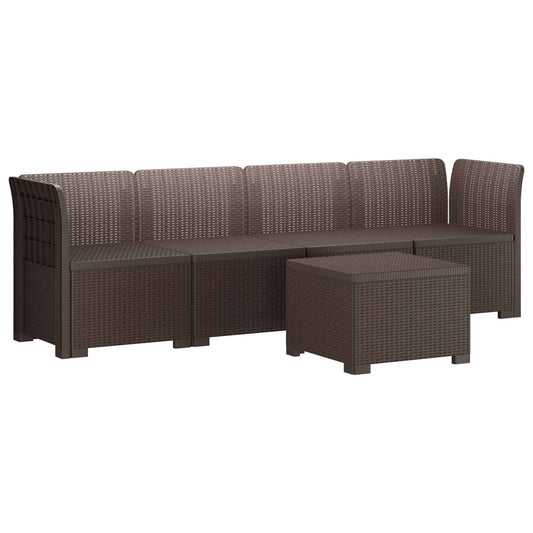 4-Seater Garden Sofa Rattan Look PP Brown 4-Seater Garden Sofa Rattan Look PP Brown