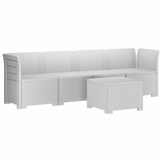 4-Seater Garden Sofa Rattan Look PP White 4-Seater Garden Sofa Rattan Look PP White