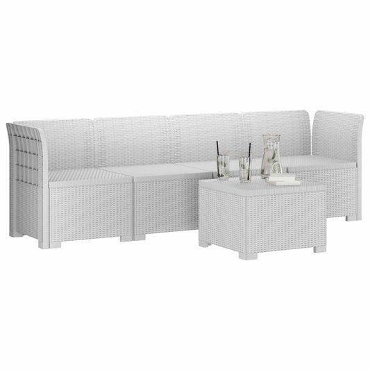 4-Seater Garden Sofa Rattan Look PP White 4-Seater Garden Sofa Rattan Look PP White