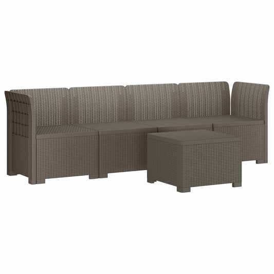 4-Seater Garden Sofa Rattan Look PP Light Grey 4-Seater Garden Sofa Rattan Look PP Light Grey