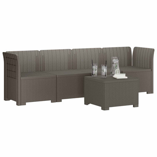 4-Seater Garden Sofa Rattan Look PP Light Grey 4-Seater Garden Sofa Rattan Look PP Light Grey