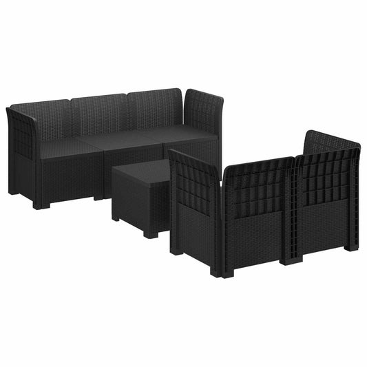 5-Seater Garden Sofa Rattan Look PP Anthracite 5-Seater Garden Sofa Rattan Look PP Anthracite
