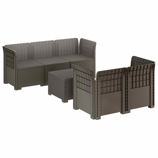 5-Seater Garden Sofa Rattan Look PP Light Grey 5-Seater Garden Sofa Rattan Look PP Light Grey