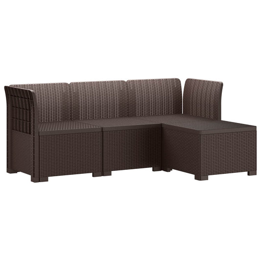 4-Seater Garden Sofa Rattan Look PP Brown 4-Seater Garden Sofa Rattan Look PP Brown