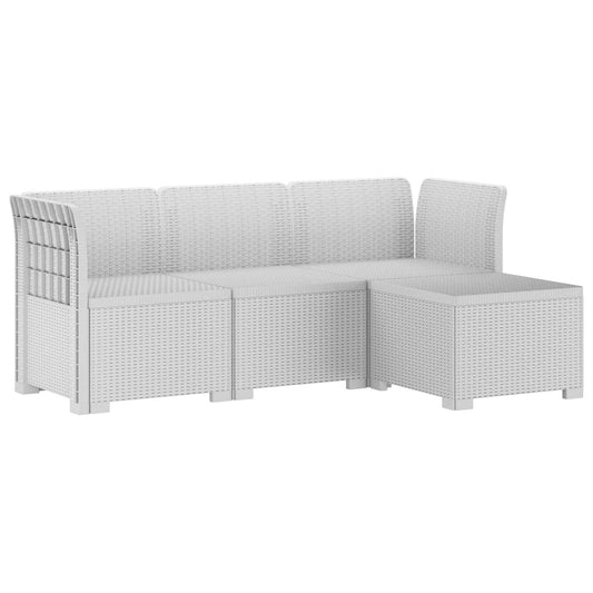 4-Seater Garden Sofa Rattan Look PP White 4-Seater Garden Sofa Rattan Look PP White