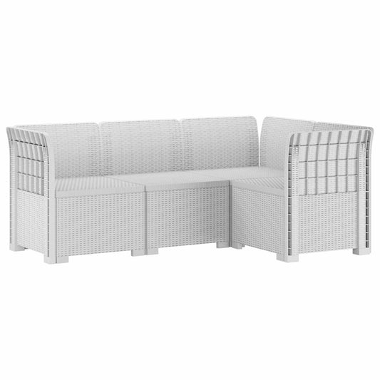 4-Seater Garden Sofa Rattan Look PP White 4-Seater Garden Sofa Rattan Look PP White