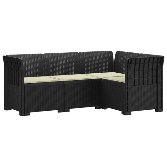 4-Seater Garden Sofa with Cushions Rattan Look PP Anthracite 4-Seater Garden Sofa with Cushions Rattan Look PP Anthracite