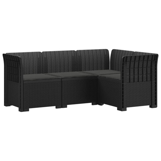 4-Seater Garden Sofa with Cushions Rattan Look PP Anthracite 4-Seater Garden Sofa with Cushions Rattan Look PP Anthracite