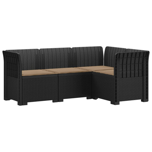4-Seater Garden Sofa with Cushions Rattan Look PP Anthracite 4-Seater Garden Sofa with Cushions Rattan Look PP Anthracite