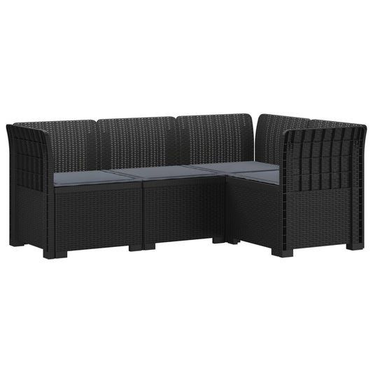 4-Seater Garden Sofa with Cushions Rattan Look PP Anthracite 4-Seater Garden Sofa with Cushions Rattan Look PP Anthracite