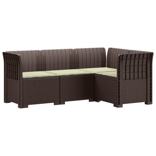 4-Seater Garden Sofa with Cushions Rattan Look PP Brown 4-Seater Garden Sofa with Cushions Rattan Look PP Brown