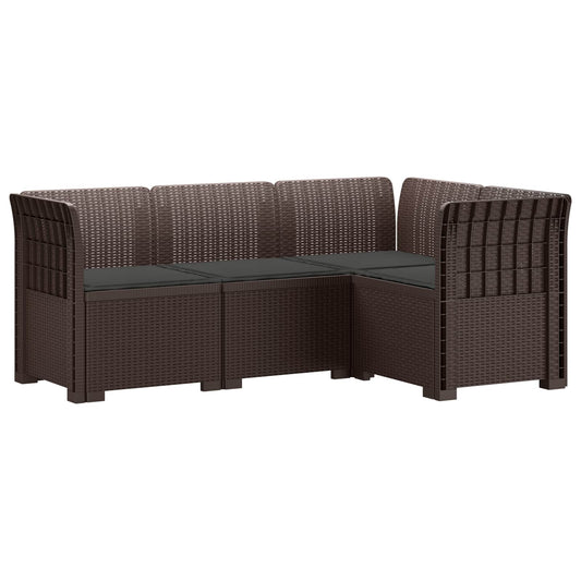 4-Seater Garden Sofa with Cushions Rattan Look PP Brown 4-Seater Garden Sofa with Cushions Rattan Look PP Brown